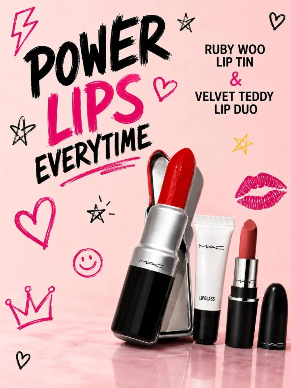 MAC COSMETICS RUBY WOO VELVET TEDDY LIPPIE BUNDLE | 3 ITEM SET | LIMITED EDITION
